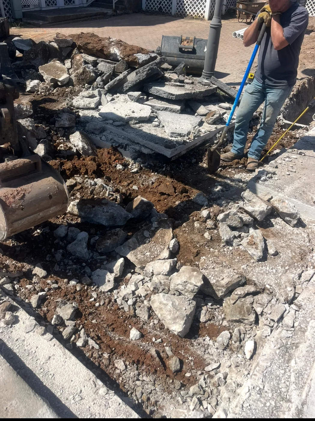 Concrete removed to access underground plumbing